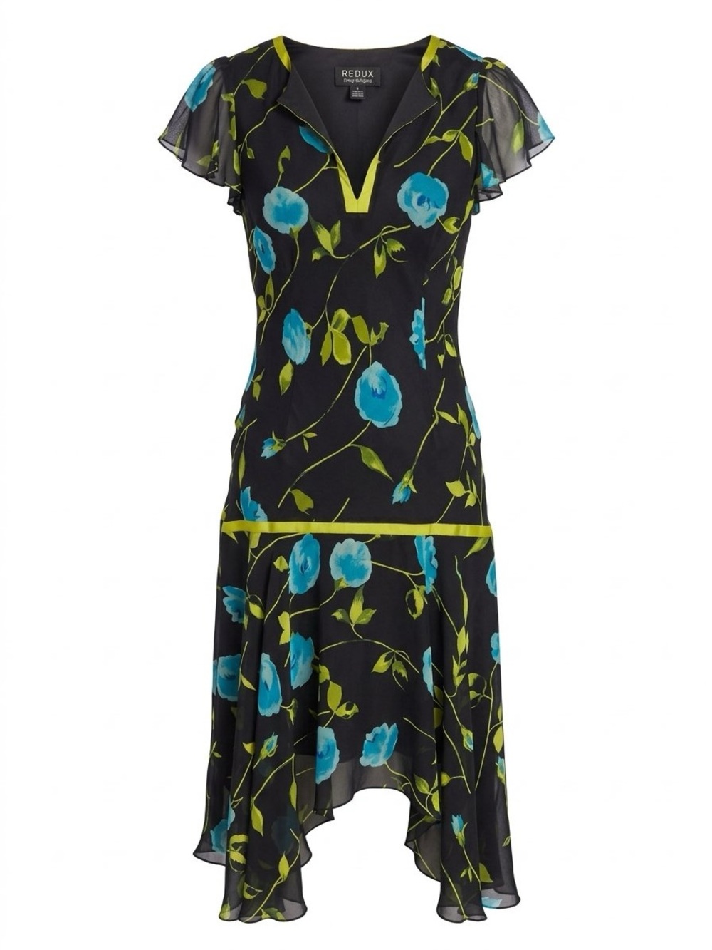 VTG 90s 100% Silk REDUX by Philip DiCaprio Asymmetrical Midi Dress Size 6 S M